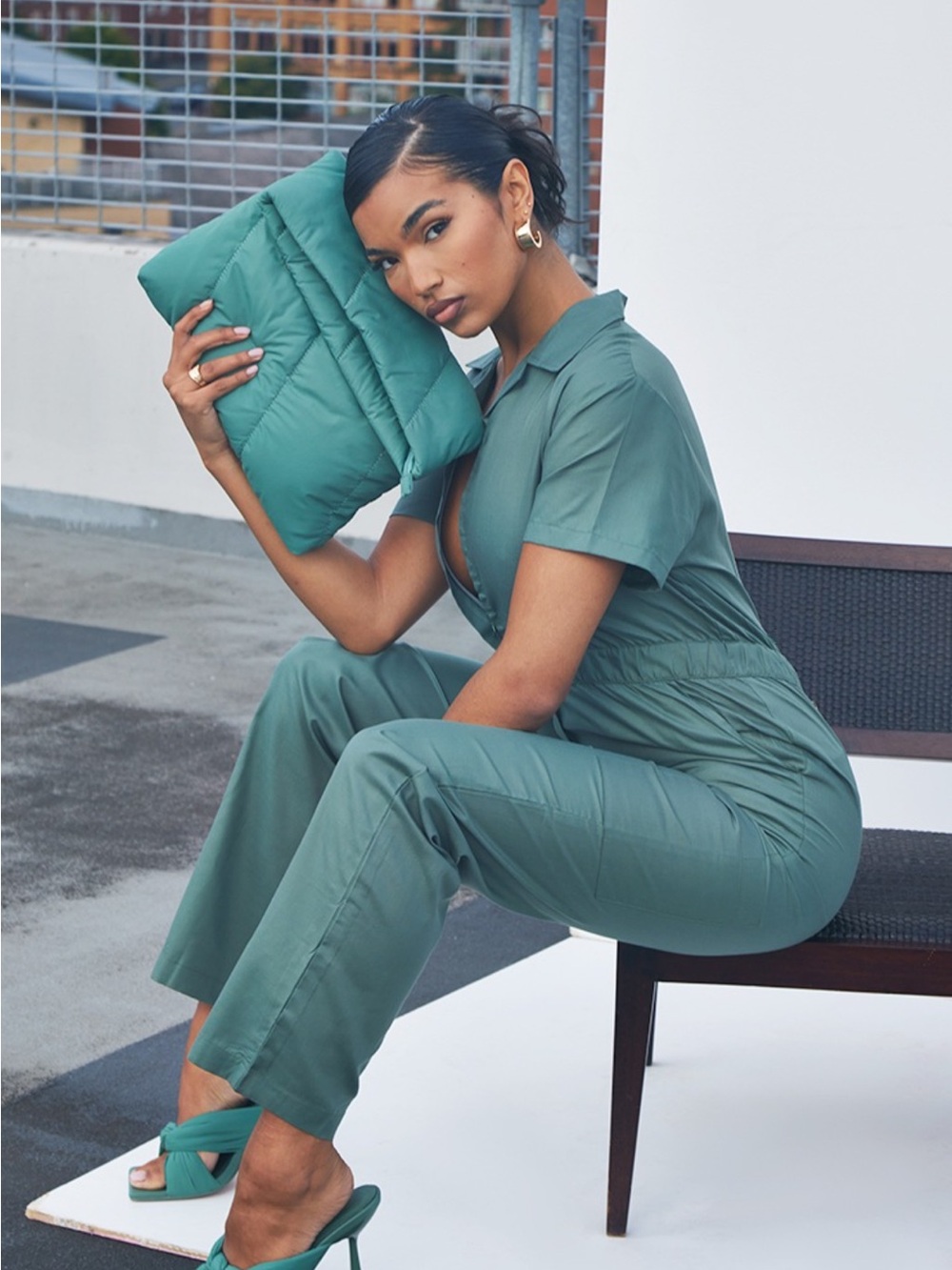 {PLT} Oversized Soft Teal Clutch